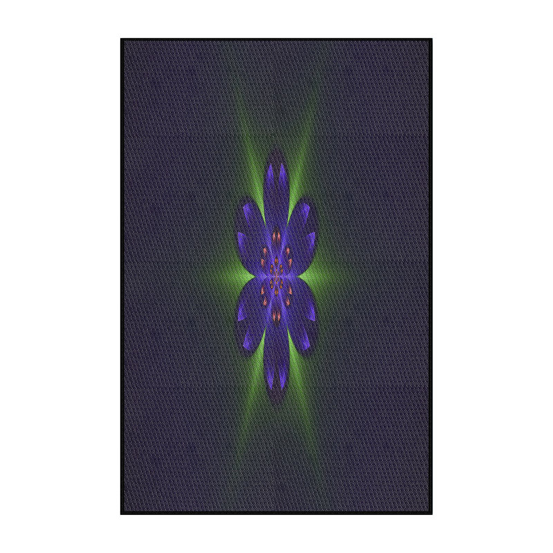 Tapis vert/noir tissé à la machine, Rectangle 4 pi x 6 pi