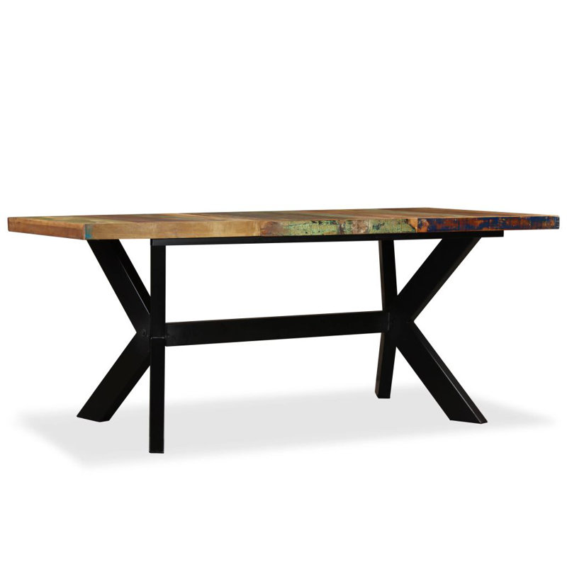 Micheal Solid Wood Top Metal Base Dining Table