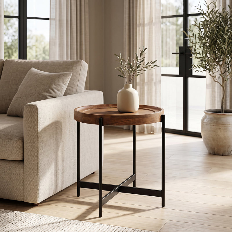 Beadnell Solid Wood Top End Table, Walnut