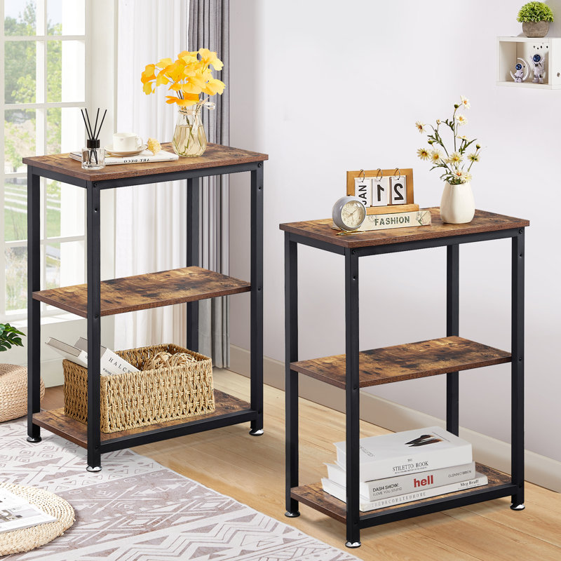 Ortha 3-Tiers Nightstand, End Sofa Table With Storage Shelves, Night Stand For Bedroom Living Room Hallway Study,Set Of 2