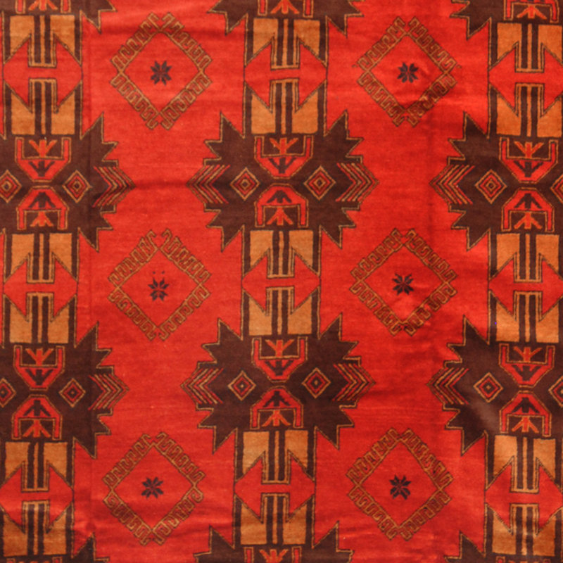 Tapis rouge / brun en laine noué à la main Hartstein