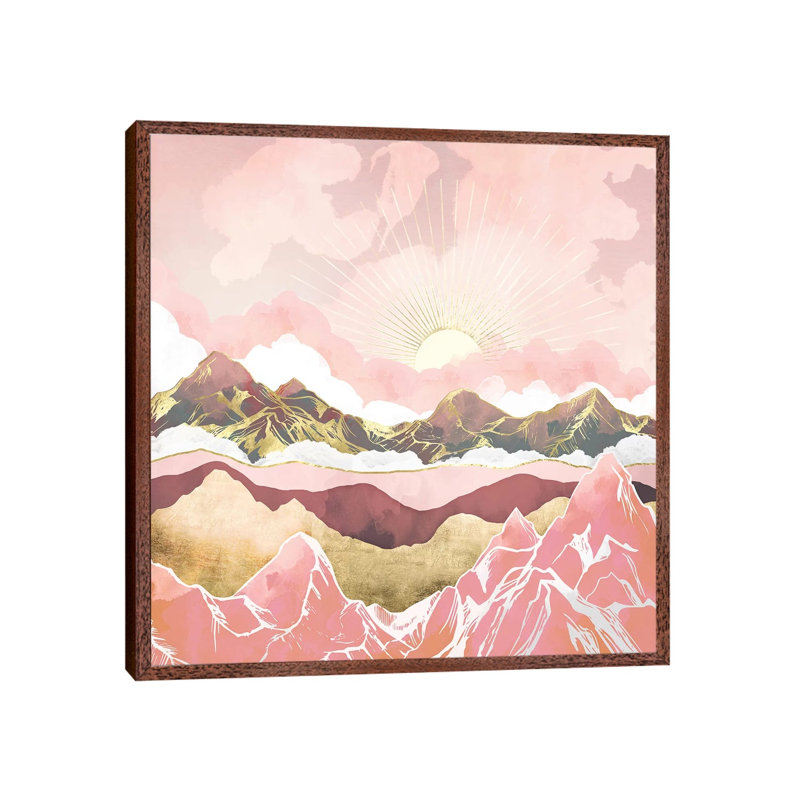 Blush Summer Sunrise - Print on Canvas, 45.72 cm H x 45.72 cm W, Brown Framed