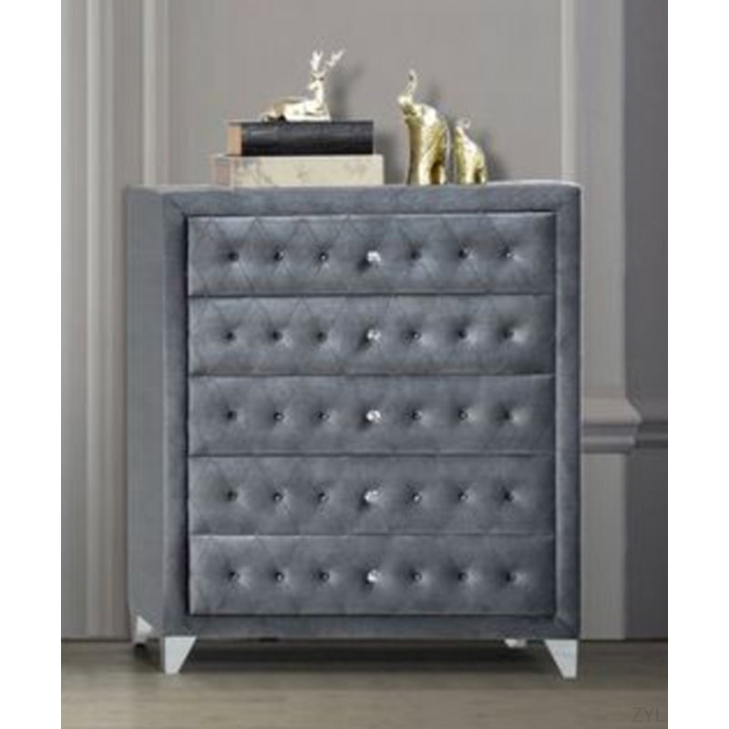 Commode en velours gris Dante