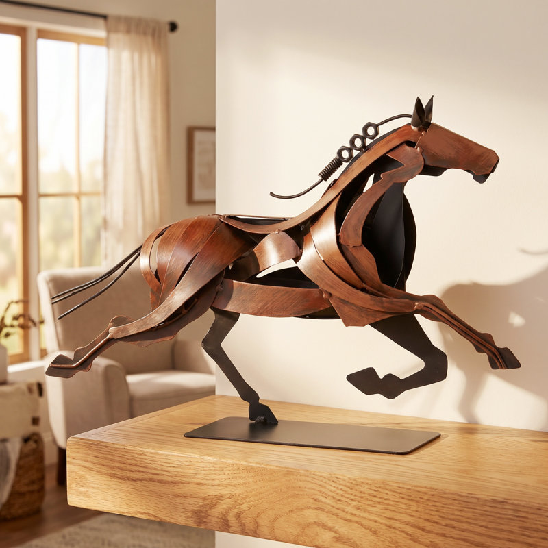 Sculpture de cheval en métal faite à la main Loon Peak®, Brun foncé