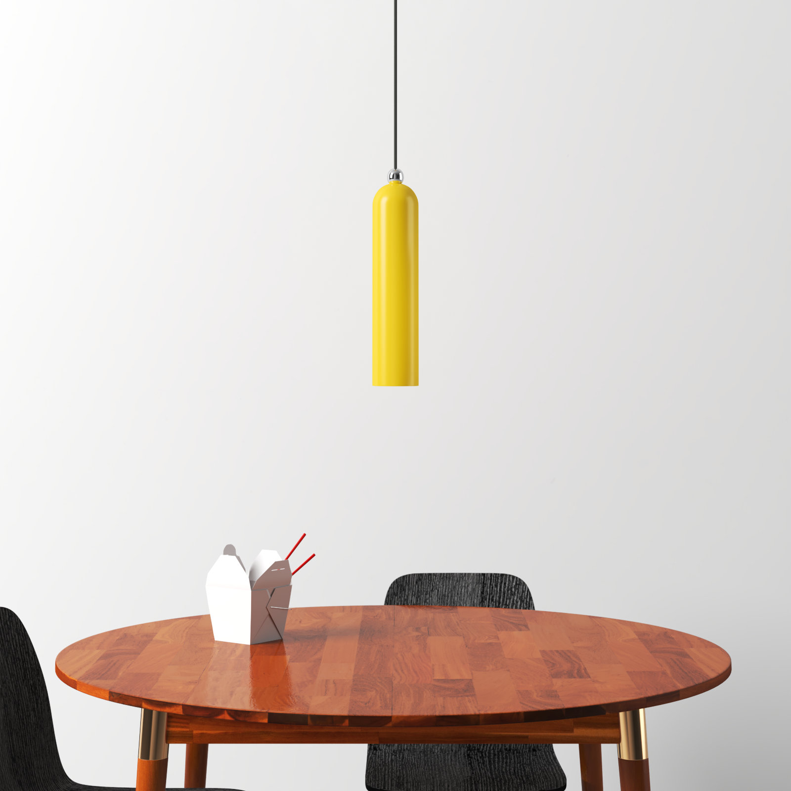 Hanne Dimmable Cylinder Single Light Pendant, Shiny Yellow