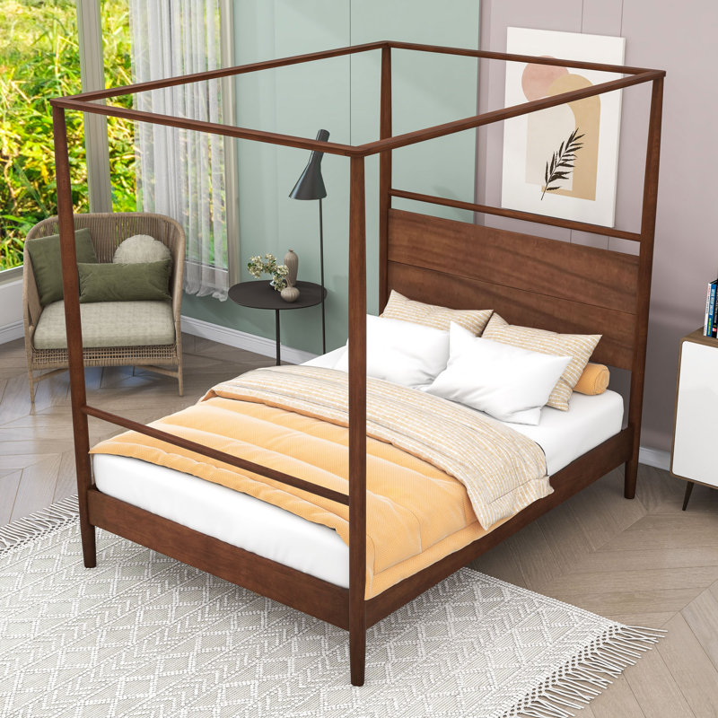 Wood Canopy Platform Bed Frame, Full / Double