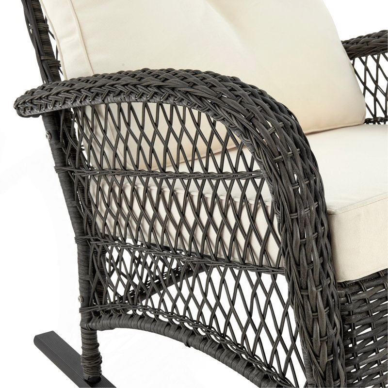 Chaise berçante rembourrée Fruttuo crème et noire