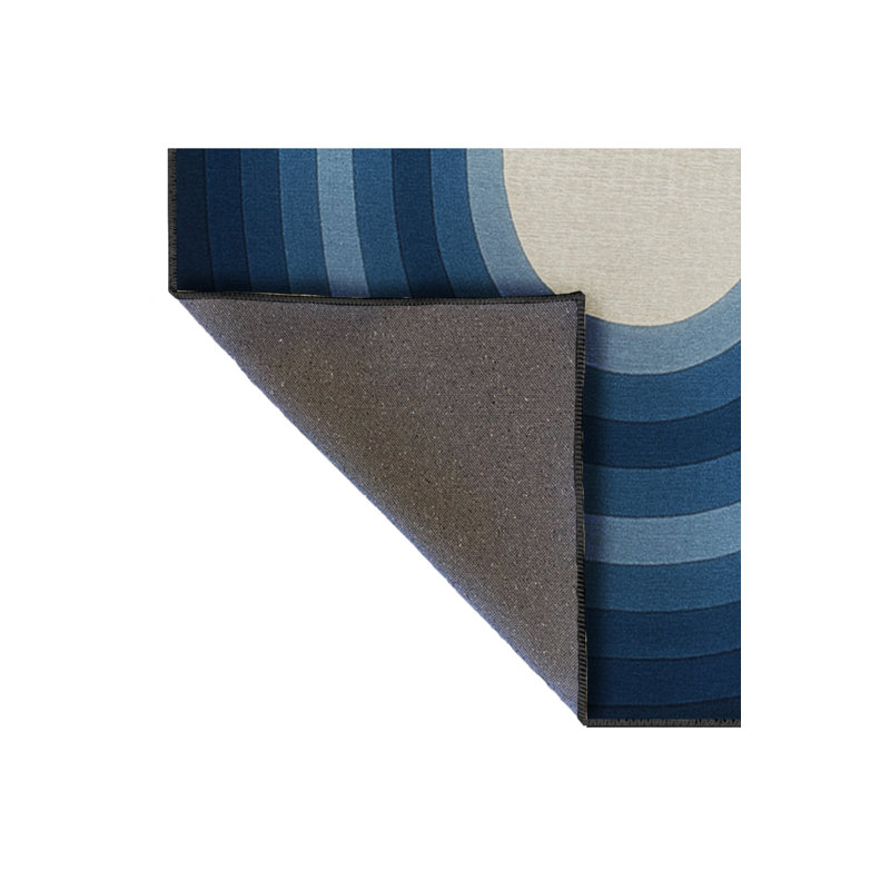 Tapis bleu tissé lavable rétro Mosso, 3'3" x 4'11"