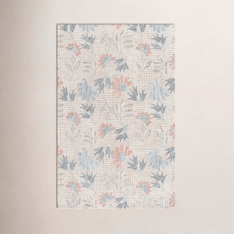 Jardin Hand Tufted Wool, Cotton Floral Indoor Rug, Rectangle 5' x 8'
