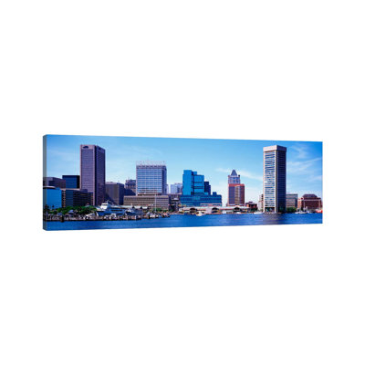 USA, Maryland, Baltimore, Skyscrapers Along The Inner Harbor - Wrapped Canvas Panoramic Print