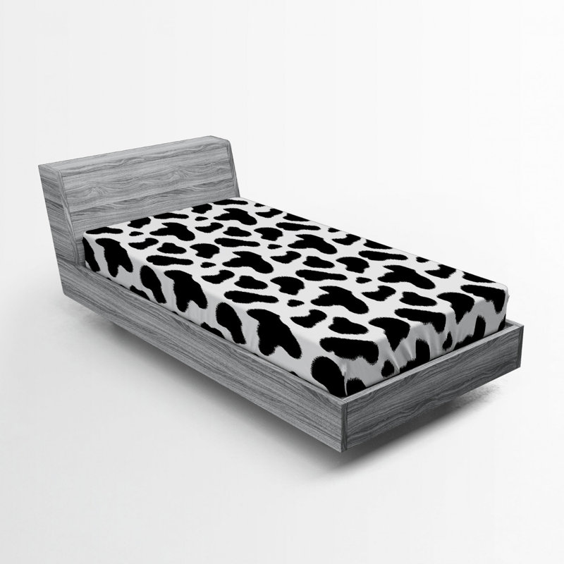 Microfiber Fitted Sheet, Queen Fitted Sheet, Charcoal Gray Animal Print
