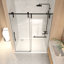 Porte de douche coulissante sans cadre de 56 à 60 po x 76 po H, verre trempé transparent de 5/16 po (8 mm), structure en acier inoxydable-126143813