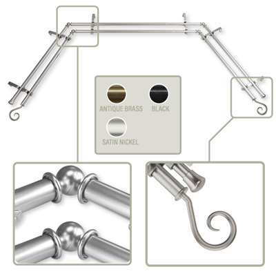 Steel Adjustable 6 Sided Curtain Rod