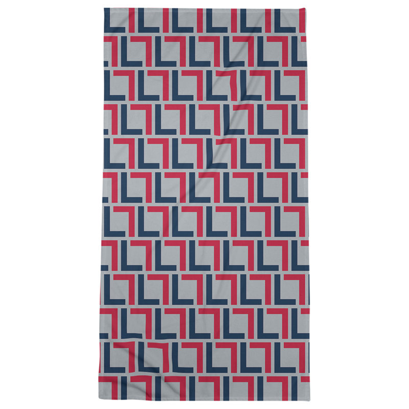Serviette de plage Houston Throwback, Argent New Century / bleu nautique / rouge