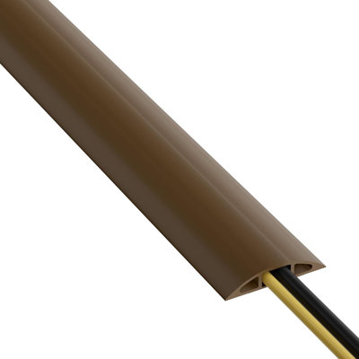 Couvre-cordon de plancher robuste de 6 pi - Protecteur de câble flexible en PVC avec base antidérapante - Brun