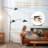 3 Light Mid Century Modern Floor Lamp With Metal Shade, 82" Tall  Standing Lamp Industrial Black Floor Lamp Reading For Bedroom, Living Room, Office