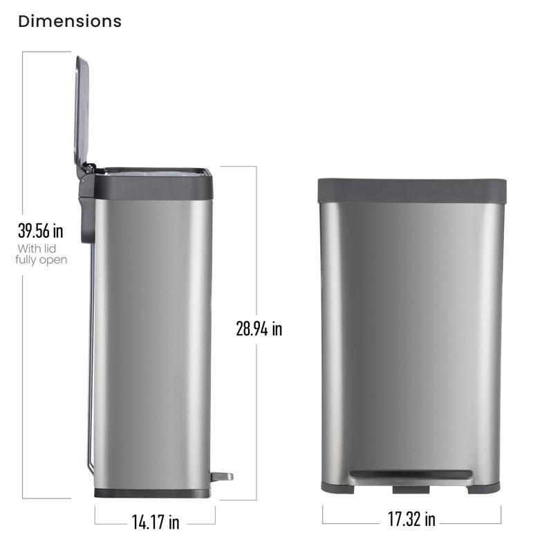 Glacier Blue Stainless Steel Pedal Trash Can, 18.5 Gallons