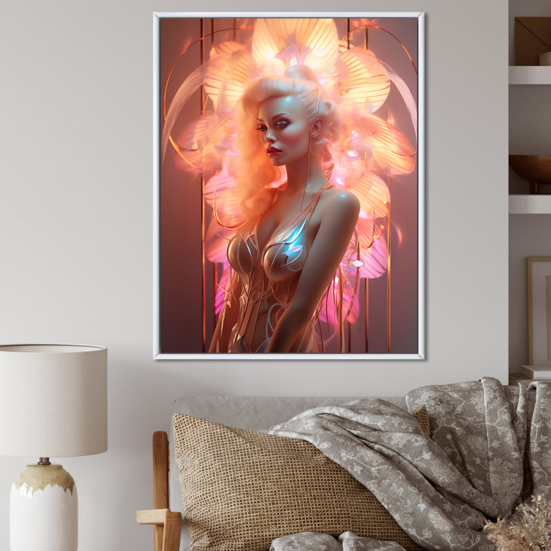 «Subtle Sensuality Pink Cabaret Dancer» sur toile, Cadre flottant blanc, H 32 po x l 24 po