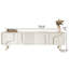 Meuble télé 71 pi Mid-Century à quatre pieds blanc sculpté avec quatre armoires, finition bois véritable, entièrement assemblé-2018730117