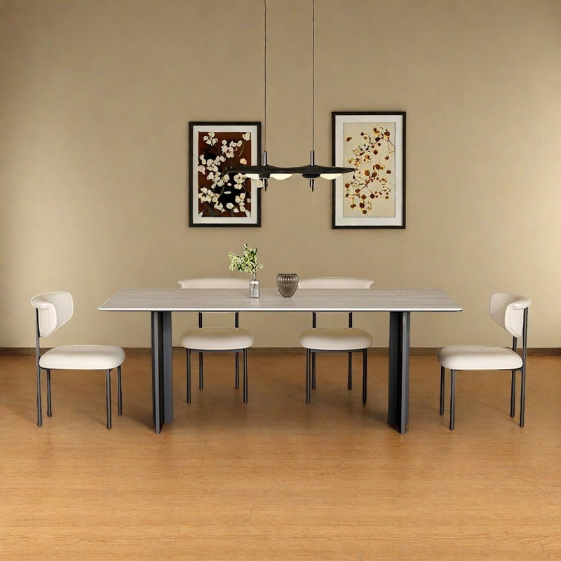 Ensemble de table et chaises Wabi-sabi antique, H 29,52 po x L 62,99 po x l 31,49 po