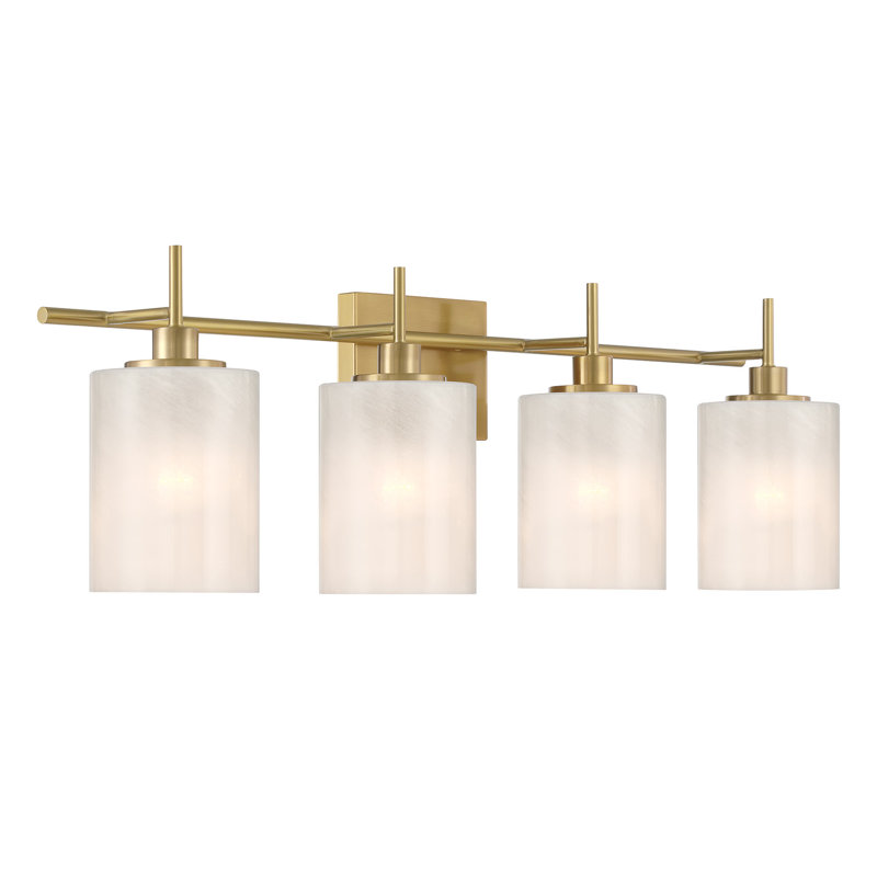 Eyanna 4-Light Bathroom Vanity Light in Natural Brass, Natural Brass