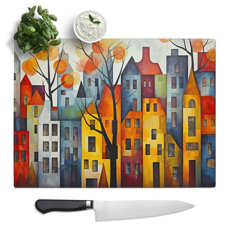 Amsterdam Abstract  Glass Chopping Board