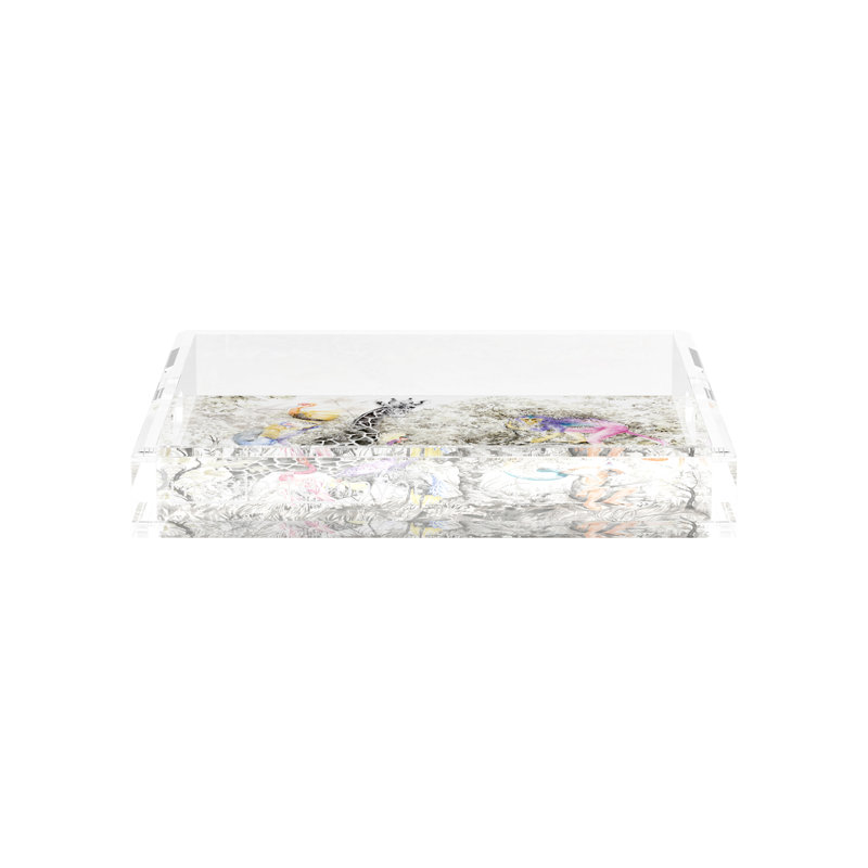 Arcadia Giraffe Scenic Acrylic Square Decorative Tray, 12"W x 12"D x 2"H
