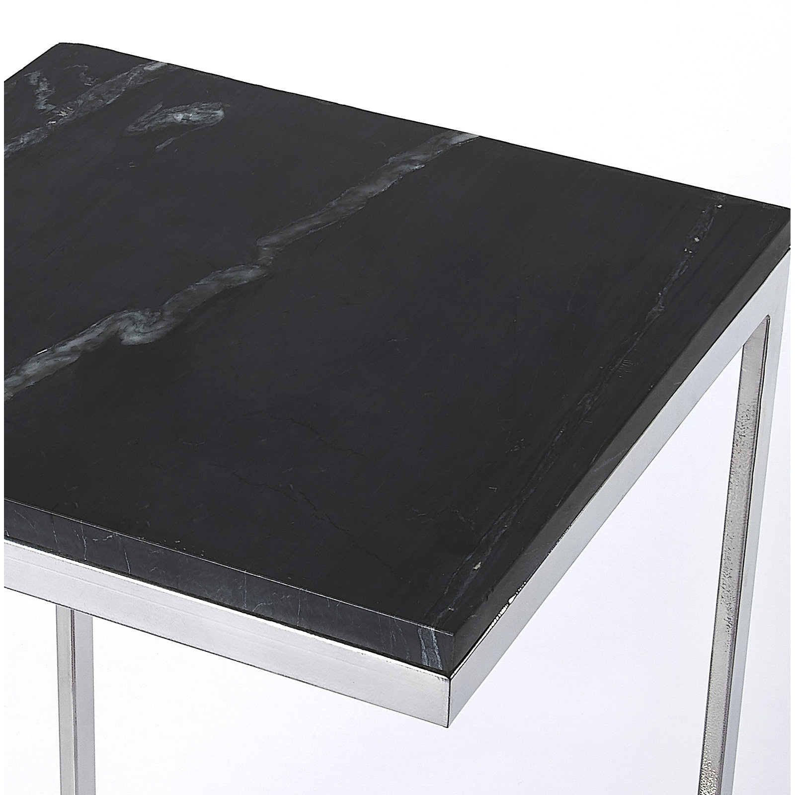 Ollie End Table, Black Top/Silver Base