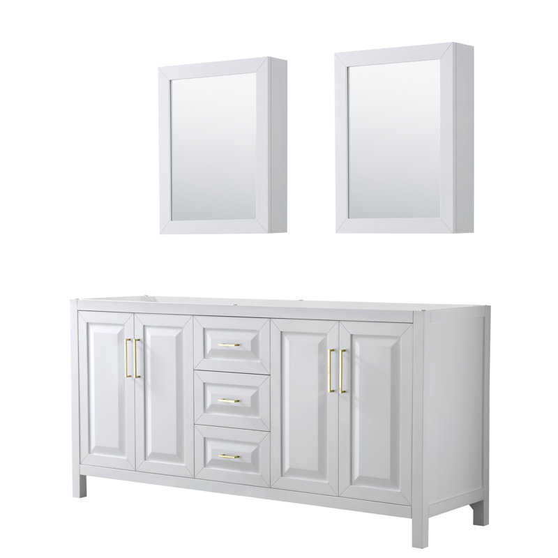 Daria 72'' W Double Vanity, White, Polished Chrome, White Cultured Marble