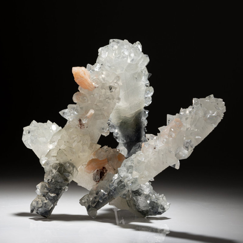 Green Apophyllite with Calcite and Stilbite on Matrix from Jalgaon, Maharashtra, India