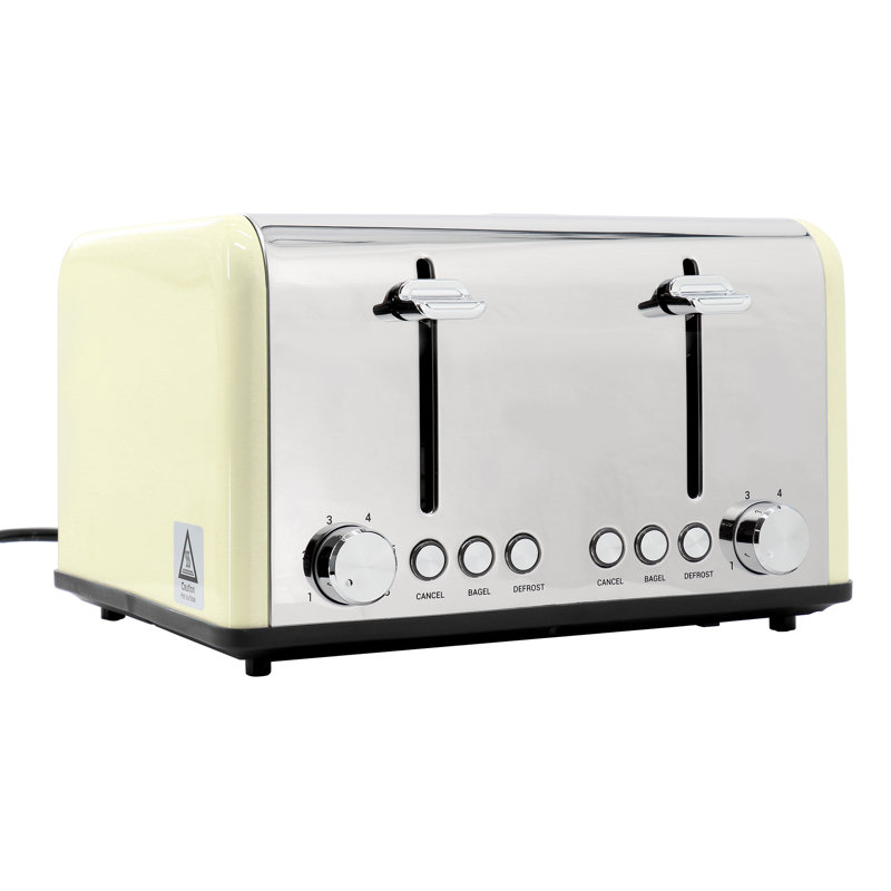 Redmond 4-Slice Extra Wide Slot 1650W Stainless Steel Toaster in Light Blue, Cream