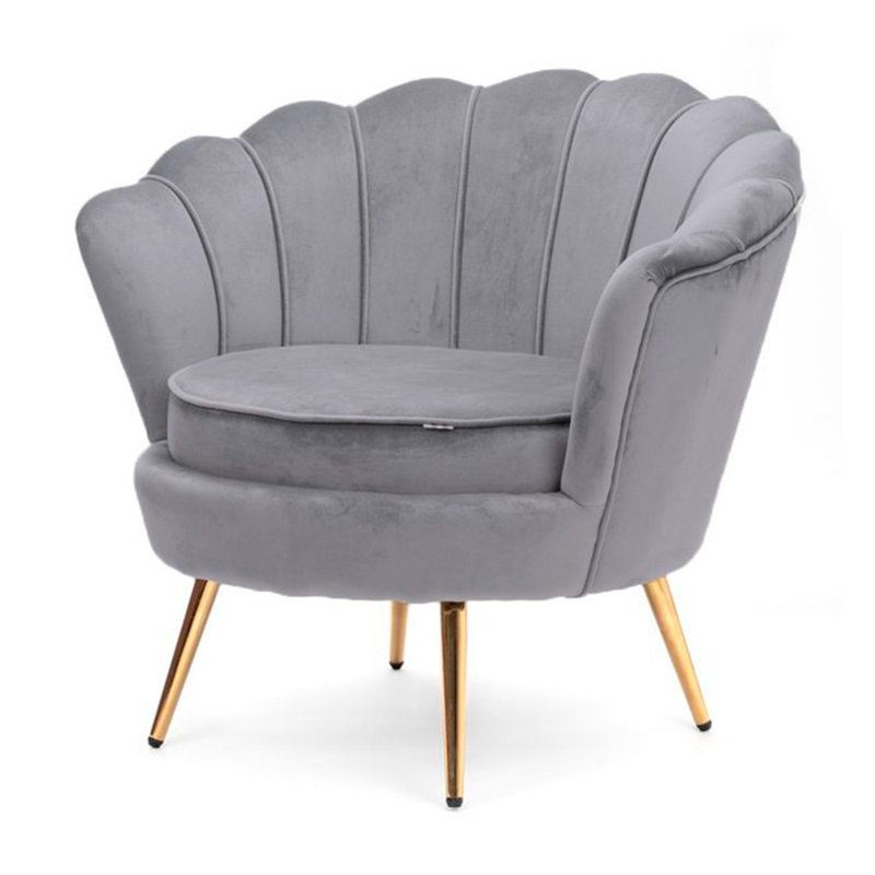 Yumin Upholstered Barrel Chair, Gray Velvet