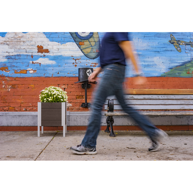 Urbana Espresso Brown Embossed Vinyl Raised Planter with Silver Aluminum Posts