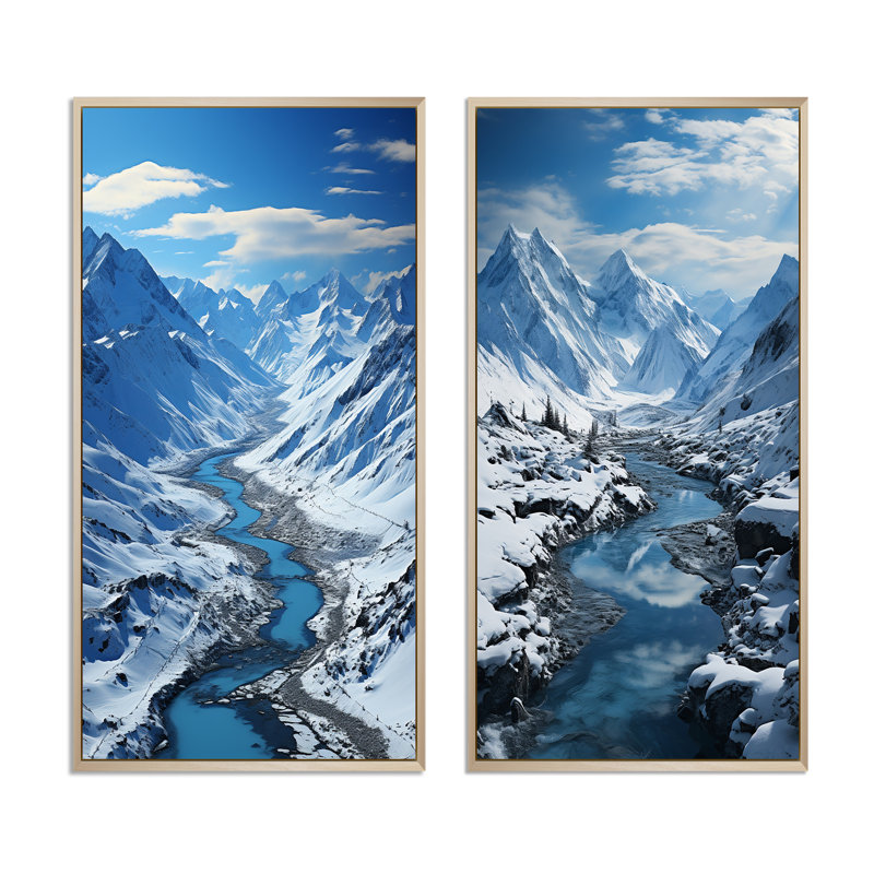 «Alaska Glacial Flow», 2 pièces sur toile, Encadrement brun, H 32 po x l 32 po