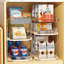 Ensemble de 2 organisateurs sous évier à 3 niveaux, rangement pour armoire coulissante et empilable avec séparateurs mobiles, rangement pour garde-manger polyvalent, beige