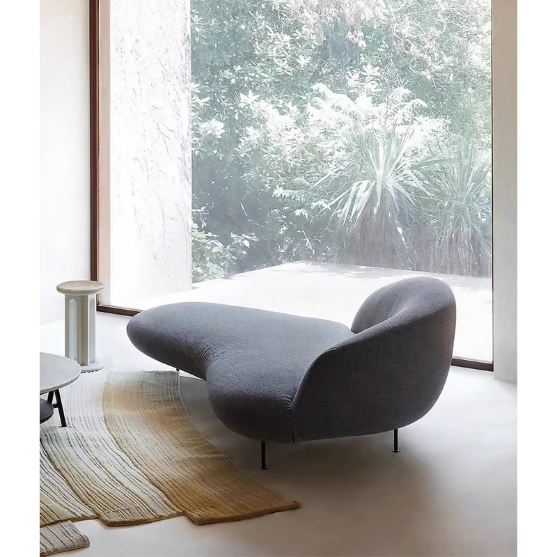Chaise longue concubine moderne en tissu incurvé, Face à la droite