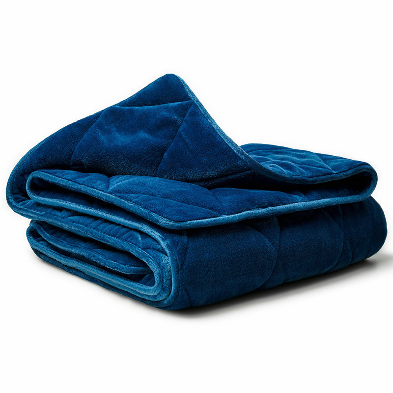 Couverture lestée en velours bleu marine
