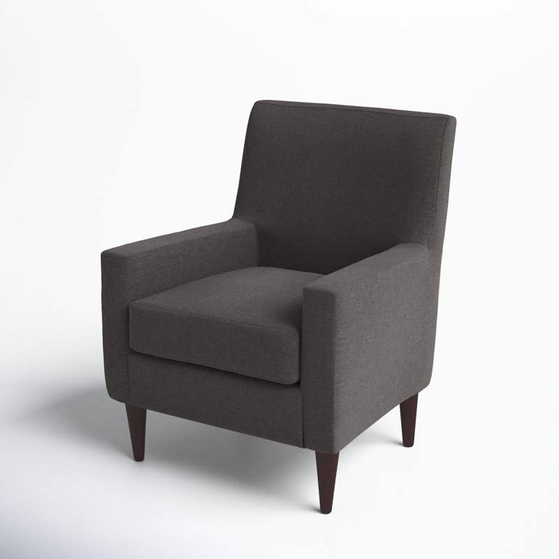 Donham Upholstered Armchair, Jitterbug Grey Performance Basketweave, Black