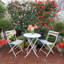 Ensemble bistro 3 pièces pliable - Table ronde compacte et 2 chaises, entièrement assemblé, métal thermolaqué-1843650848