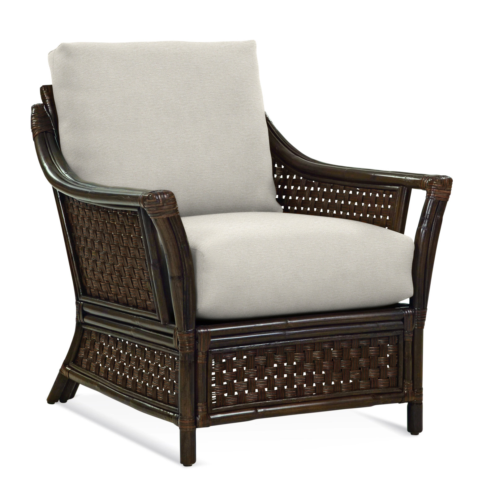 Boca Upholstered Armchair, White Performance Fabric; 0851-94, Coffee