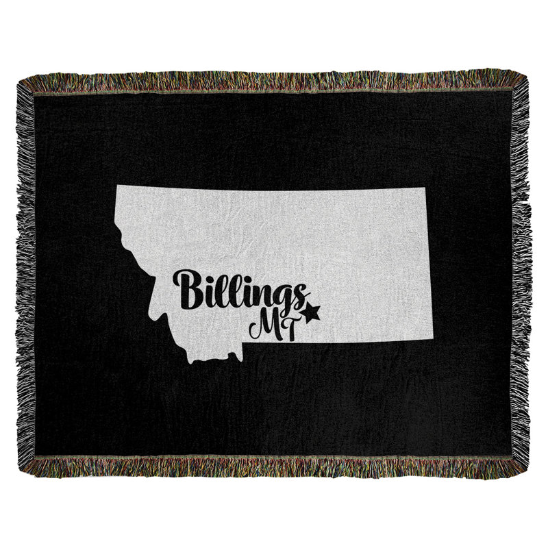 Jeté en coton billings montana, 37 po x 52 po, Noir