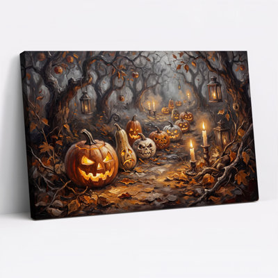Art mural sur toile, citrouille-lanterne