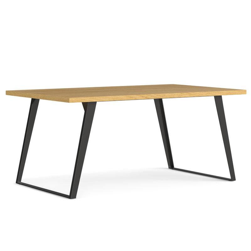 Lowry Industrial Oak Veneer Wood Dining Table with Black Metal Legs