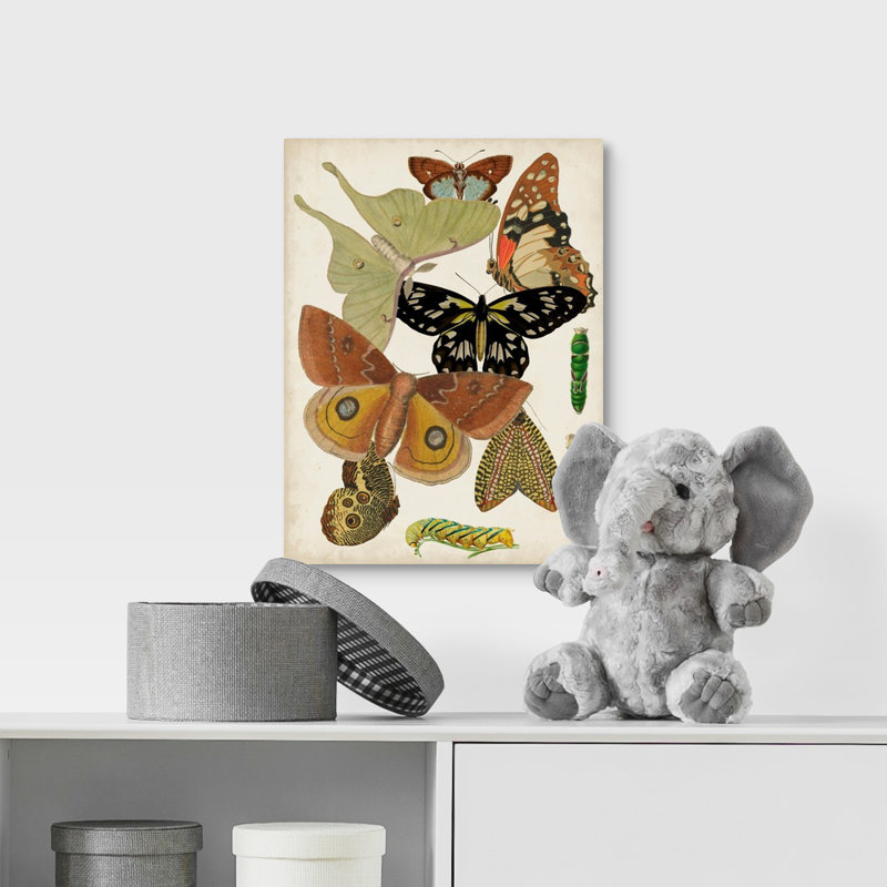 Décoration murale pour enfants papillons, H 36 po x l 12 po x P 1,2 po, Toile tendue avec châssis