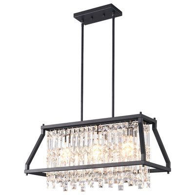 3-Light Farmhouse Crystal Pendant (Black)