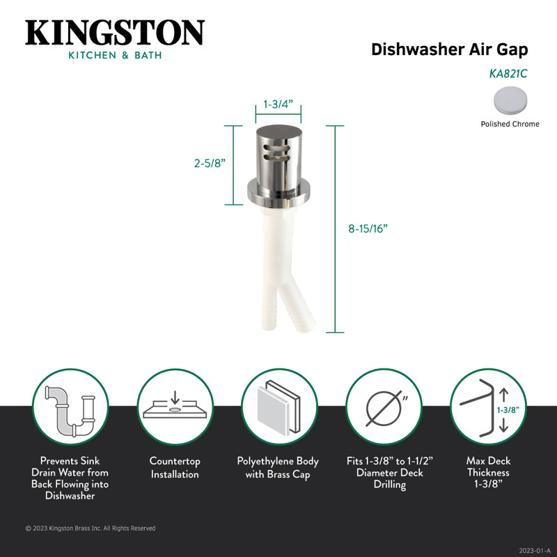 Écart d'air pour lave-vaisselle Kingston Brass Trimscape, Chrome poli