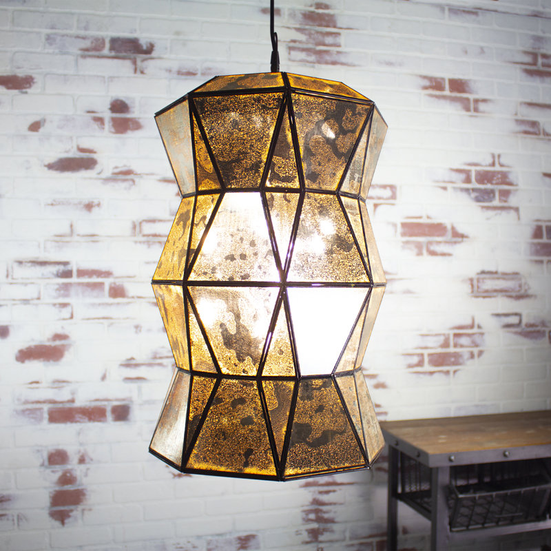 Luminaire suspendu en verre givré Hunter, Brun