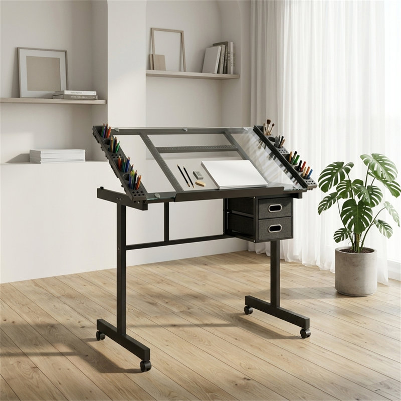 Adjustable Drawing Drafting Table, Black