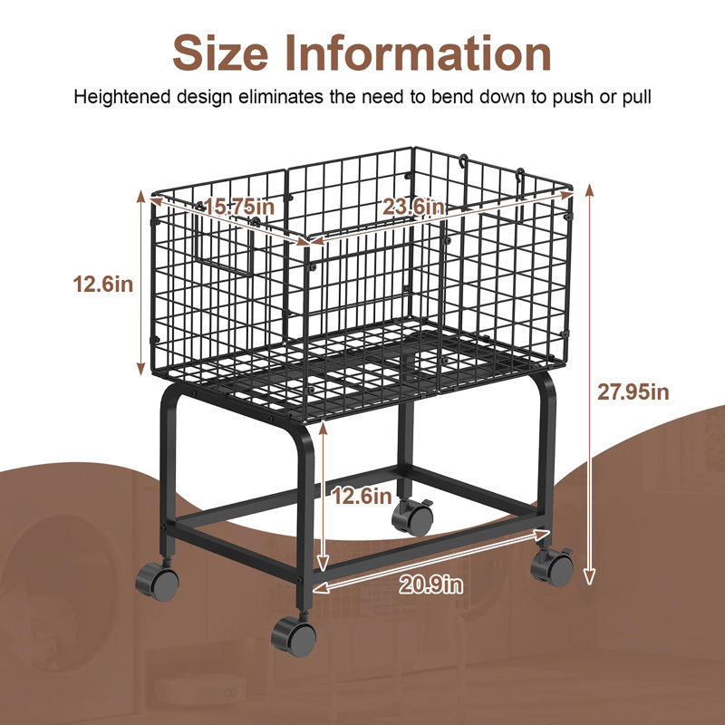 Wire Laundry Hamper Cart, Black