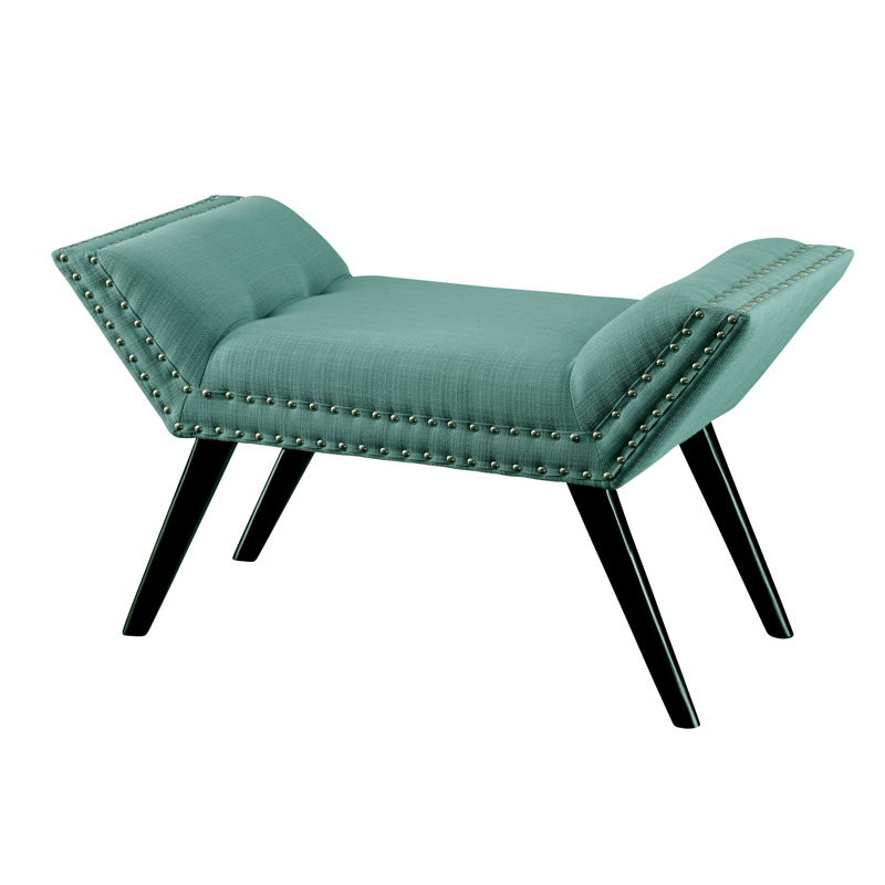 Polyester Upholstered Bench, Blue Green